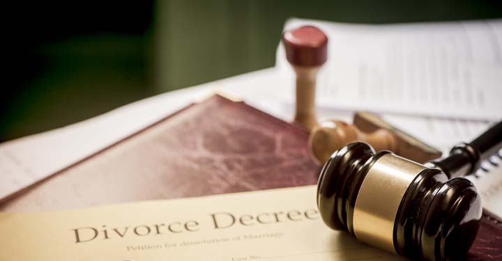 Gavel on a divorce decree