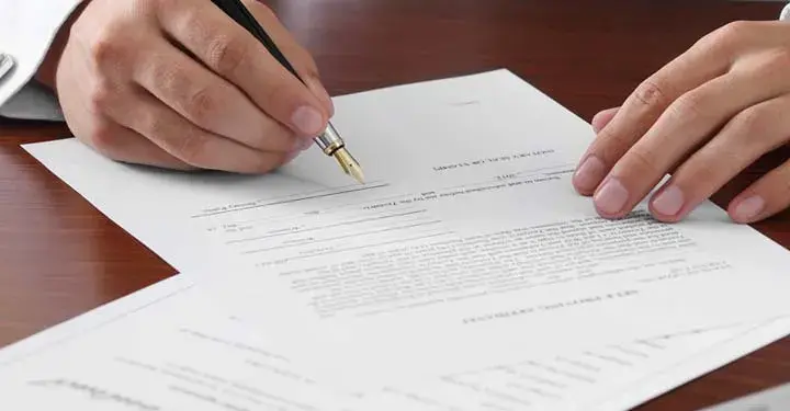 hands signing a document