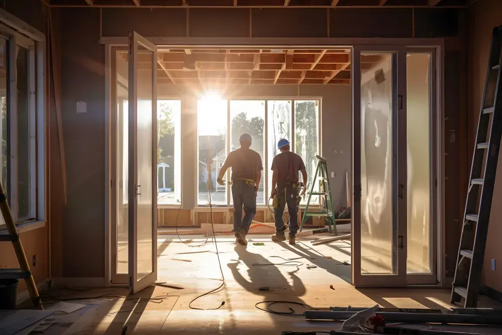 Two men, co-owners of a construction company, inspect their building site. By establishing a Texas LLC, you can safeguard your personal assets, including homes, cars, and bank accounts, from business debts and liabilities.