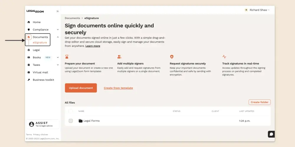 Sign in to your LegalZoom account and learn how to add a signature to PDF.