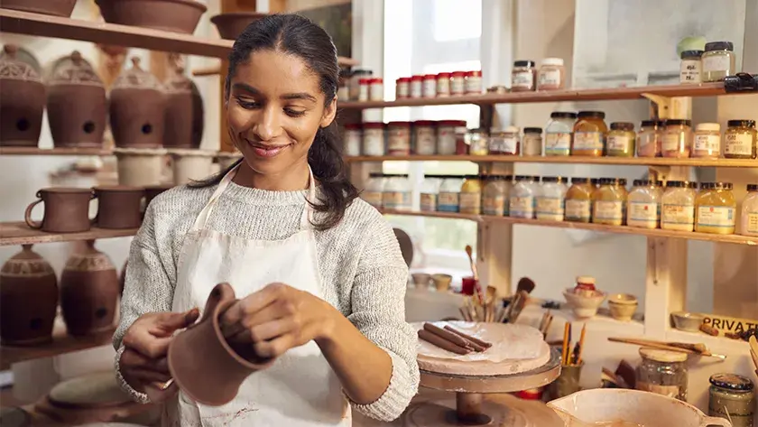 woman in pottery studio